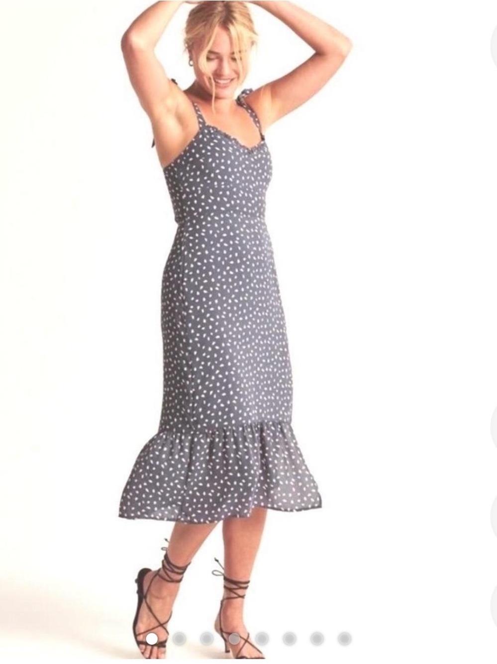 Abercrombie & Fitch Navy Polka Dot Midi Dress